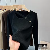 【Jilli~ko】針織打底衫女設計感長袖上衣 J11276  FREE 黑色