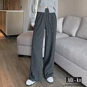 【Jilli~ko】日系糯米褲女垂墜休閒百搭直筒闊腿運動褲 J11170  FREE 深灰