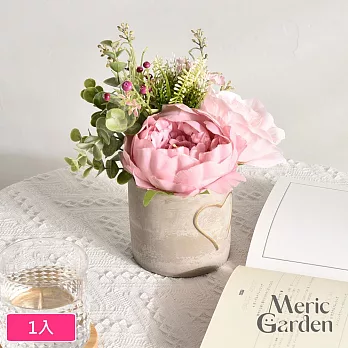 【Meric Garden】高仿真唯美粉色玫瑰療癒手工水泥盆栽