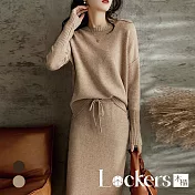 【Lockers 木櫃】秋冬時尚毛衣套裝裙子 L112112004 XL 卡其色XL