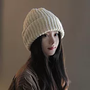 日本 BEAUTYJAPAN 百搭純色保暖粗針織毛帽 BJ2127 米白色
