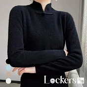 【Lockers 木櫃】冬季旗袍式半高領針織毛衣 L112112703 M 黑色M
