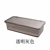 JIAGO 多用途瀝水收納盒(美妝蛋、刷具瀝水、餐具收納) 透明灰色