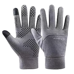 【EZlife】新款加絨防風防水保暖觸屏手套 灰色─M