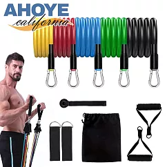 【Ahoye】居家健身用拉力繩 11件套 (彈力帶 彈力繩 阻力帶)