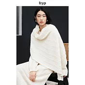 ltyp旅途原品 100%羊毛針織圍巾 慵懶百搭秋冬新款披肩式圍巾女 奶油白