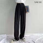 【AMIEE】立體裁剪垂墜感柔軟西裝褲(2色/M-2XL/KDPQ-D19) L 黑色