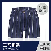【SunFlower三花】三花平口褲.男內褲.四角褲 L 藍條紋