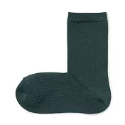 【MUJI 無印良品】女棉混足口柔軟舒適直角襪23-25cm 深綠