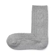 【MUJI 無印良品】女棉混足口柔軟舒適織紋直角襪23-25cm 灰色