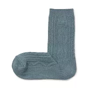 【MUJI 無印良品】女棉混足口柔軟舒適織紋直角襪23-25cm 水藍
