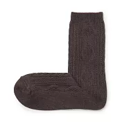 【MUJI 無印良品】女棉混足口柔軟舒適織紋直角襪23-25cm 棕色