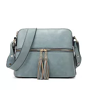 O-ni O-ni新款精選優質皮革歐美熱賣復古流蘇拉鍊貝殼包(bag-6031) 淺藍色