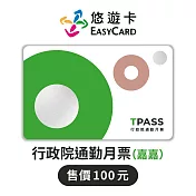 TPASS行政院通勤月票(嘉嘉)Supercard悠遊卡【受託代銷】