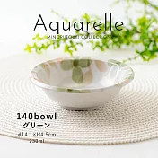 【Minoru陶器】Aquarelle清新小花 陶瓷餐碗230ml ‧ 綠