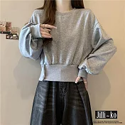 【Jilli~ko】食毛華棉衛衣女腰封造型長袖上衣 J11320  FREE 灰色