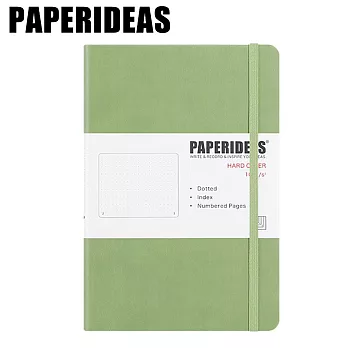 PAPERIDEAS A5子彈筆記本 頁碼硬面綁帶筆記本 與成功有約的子彈筆記術 牛油果綠