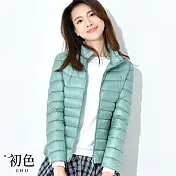 【初色】輕薄保暖立領羽絨棉外套-共6色-66316(M-2XL可選) XL 豆綠色