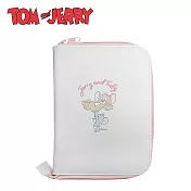 【日本正版授權】湯姆貓與傑利鼠 皮質 收納包 多功能收納包/護照收納包 Tom and Jerry - 灰色款