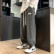 【AMIEE】韓系質感加厚加絨保暖休閒長褲(男裝/KDPQ-M20) M 灰色