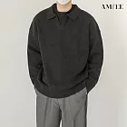 【AMIEE】韓風復古V領針織衫毛衣(男裝/KDTQ-Z28) M 黑色