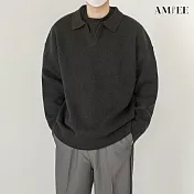 【AMIEE】韓風復古V領針織衫毛衣(男裝/KDTQ-Z28) XL 黑色