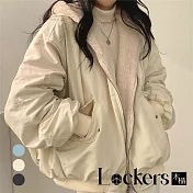 【Lockers 木櫃】冬季兩面穿加絨加厚連帽外套 L112121801 M 杏色M