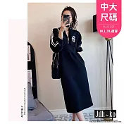 【Jilli~ko】運動風收腰連衣裙顯瘦中長款後開衩設計 J11351  FREE 黑色