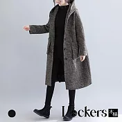 【Lockers 木櫃】冬季千鳥格紋氣質中長款外套 L112121803 M 黑色M