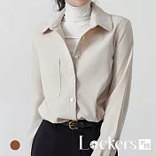 【Lockers 木櫃】秋冬燈芯絨寬鬆顯瘦襯衫外套 L112121806 XL 乳白色XL