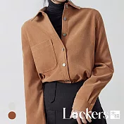 【Lockers 木櫃】秋冬燈芯絨寬鬆顯瘦襯衫外套 L112121806 L 茶色L