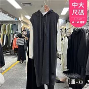【Jilli~ko】連帽背心裙女寬鬆過膝休閒外搭長裙中大尺碼 J11357  FREE 黑色