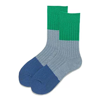 JDS 設計襪  日系拚色條紋棉質襪     * 藍色拼接