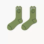 JDS 設計襪   ins潮日系學院百搭    * 綠色青蛙