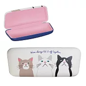 【日本friendshill】可愛動物眼鏡收納盒(附擦拭布) ‧ 三隻小貓