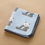【日本friendshill】可愛圖案紗布純綿方巾 ‧ 熊貓(藍)