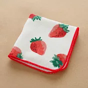 【日本friendshill】可愛圖案紗布純綿方巾 ‧ 草莓