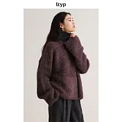 ltyp旅途原品 Alpaca羊駝毛長絨感慵懶大廓形套頭毛衣 M L-XL  M 復古紫
