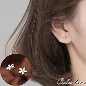【卡樂熊】S925銀簡約迷你金銀花朵造型耳環/耳針(兩色)- 銀色花朵