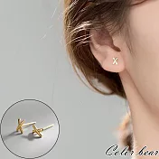 【卡樂熊】S925銀簡約迷你交叉造型耳環/耳針(兩色)- 金色交叉