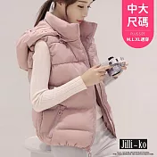 【Jilli~ko】羽絨棉可拆卸連帽短款外套背心 J11388  FREE 粉紅色