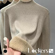 【Lockers 木櫃】冬季針織半高領套頭保暖毛衣 L112122501 F 卡其色F
