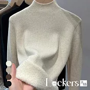 【Lockers 木櫃】冬季針織半高領套頭保暖毛衣 L112122501 F 杏色F