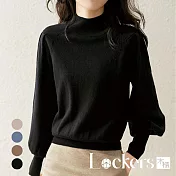 【Lockers 木櫃】秋冬多色時尚羊角袖針織毛衣 L112122502 F 黑色F