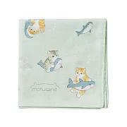 【Towel Museum】日本mofusand貓咪鯊魚 柔軟純棉萬用手巾 ‧ 綠