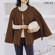 【AMIEE】舒適磨毛細針織斗篷披肩外套(4色/FREE/KDCQ-4712) F 美拉德棕色