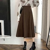【AnZa】日系復古輕毛呢半身裙長裙(3色)     L 咖啡