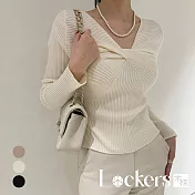 【Lockers 木櫃】秋冬韓國東大門修身顯瘦針織上衣 L113010201 L 米白色L