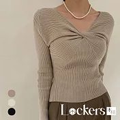 【Lockers 木櫃】秋冬韓國東大門修身顯瘦針織上衣 L113010201 XL 燕麥色XL