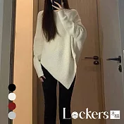 【Lockers 木櫃】秋冬爆款韓系慵懶不規則高領毛衣 L113010203 M 白色M